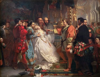 Claudio, engañado por Don Juan, acusa a Hero, de Mucho ruido y pocas nueces de Marcus Stone