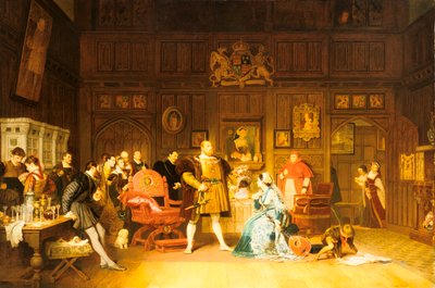 Enrique VIII y Ana Bolena observados por la Reina Catalina, 1870 de Marcus Stone