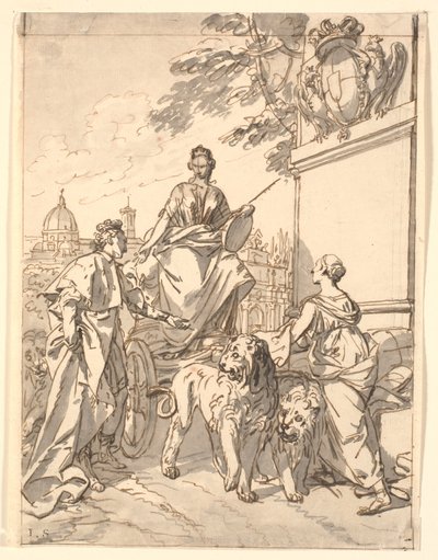 Hoja alegórica con motivo de la entrada del duque Franz III en Florencia en 1739 de Marcus Tuscher