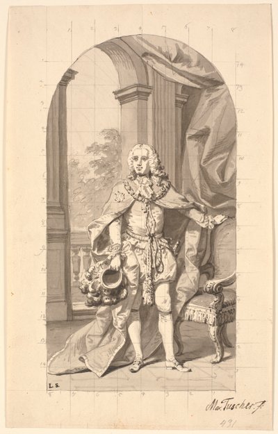 Gobernador "Consejero Privado en Tønder" Federico Guillermo Holstein como caballero de la Orden de Dannebrog en traje de orden de Marcus Tuscher