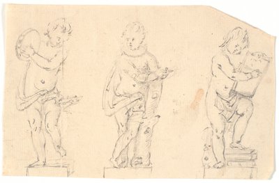 Hoja de estudio con tres putti de Marcus Tuscher