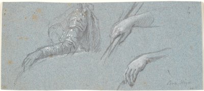 Dos estudios de manos y estudio de torso femenino con brazo extendido de Marcus Tuscher