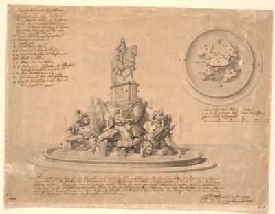 Boceto para un monumento a Federico V en Amalienborg de Marcus Tuscher