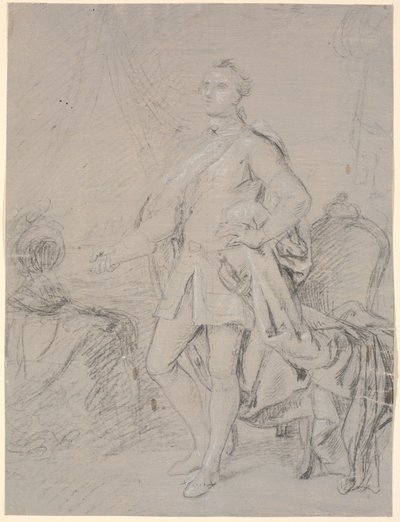 Boceto de retrato de cuerpo entero. Trabajo preliminar para el retrato de la familia de Chr. VI (Rosenborg)? Federico V como príncipe heredero de Marcus Tuscher