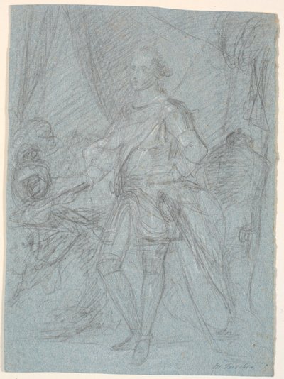 Boceto para retrato de cuerpo entero. Trabajo preliminar para el retrato de la familia de Chr. VI (Rosenborg)? Federico V como príncipe heredero de Marcus Tuscher