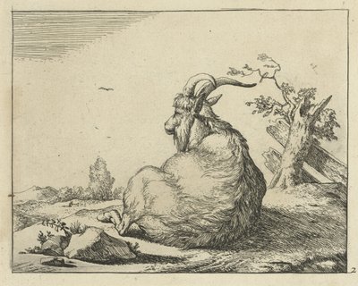 Buck sentado por árbol caído Cabras y dólares (título de la serie) de Marcus de Bye