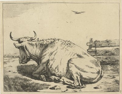 vaca, acostado, por, cerca Ganado (título de la serie) de Marcus de Bye