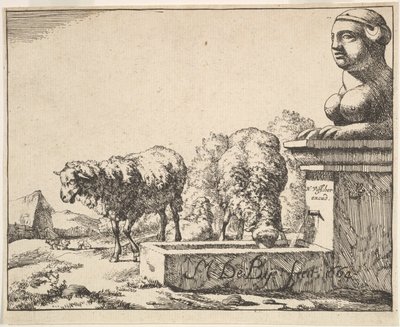 Ovejas, de un conjunto de 16 placas, 1664 de Marcus de Bye
