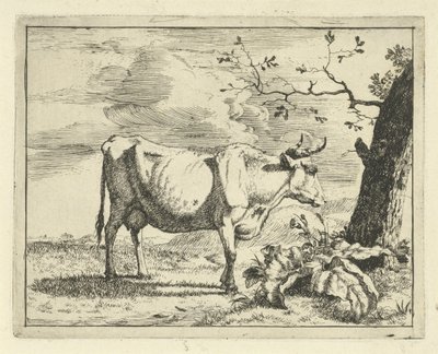 Vaca de pie por árbol Bovinos y porcinos (título de la serie) de Marcus de Bye