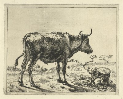 toro, posición, por, tocón de árbol bovinos y porcinos de Marcus de Bye