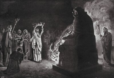 Sacrificio fenicio a Moloc (litografía) de Margaret (after) Dovaston