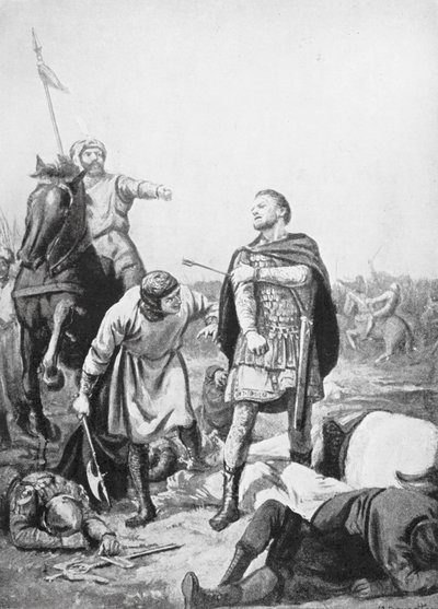 Captura del emperador Romanus Diogenes por Alp Arslani en 1071 (litografía) de Margaret (after) Dovaston