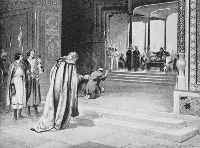 Geoffrey de Langley con Bar Sauma ante Arghun Khan de Margaret (after) Dovaston