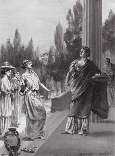 Hiparco insulta a la hermana de Harmodio (lito) de Margaret (after) Dovaston
