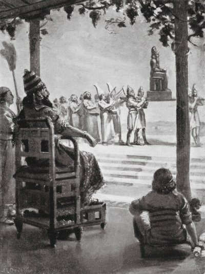 Año Nuevo en Babilonia, 680 a.C. (litografía) de Margaret (after) Dovaston