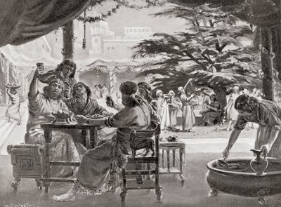 Regocijo en Babilonia por la reconstrucción de la ciudad por Esarhaddon, de la Historia de las Naciones de Hutchinson, pub.1915 de Margaret (after) Dovaston