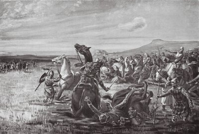 La batalla de Orchomenos (litografía) de Margaret (after) Dovaston