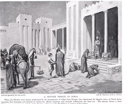 Un príncipe hitita en Siria, ilustración de la "Historia de las Naciones de Hutchinson" (litografía). de Margaret Dovaston