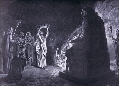 Sacrificio fenicio a Moloc (litografía) de Margaret Dovaston