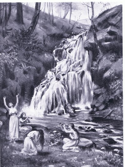 Doncellas fenicias llorando la pérdida de Adonis (litografía) de Margaret Dovaston