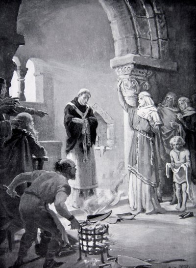 El Juicio de los Nueve Arados, ilustración de "La Historia de la Nación" (litografía) de Margaret Dovaston