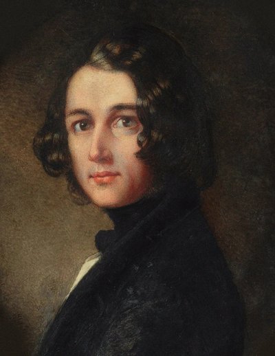 Retrato de Charles Dickens (detalle), 1843 de Margaret Gillies