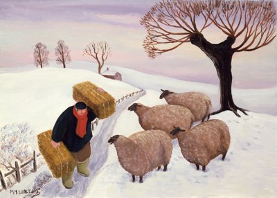 Llevar heno a las ovejas en invierno de Margaret Loxton