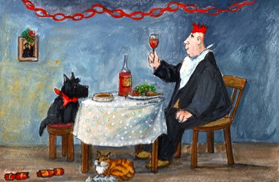 Celebrando la Navidad, 2014 (gouache sobre papel) de Margaret Loxton