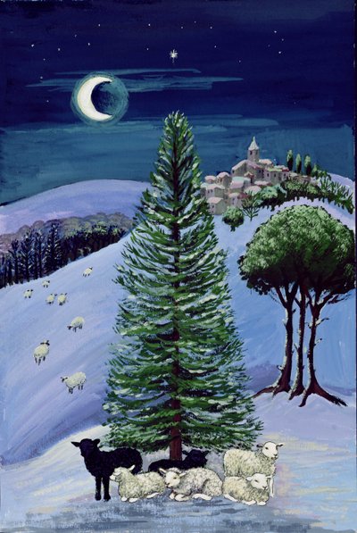 Ovejas en un paisaje invernal de Margaret Loxton