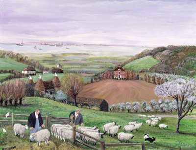 Vista del Támesis (óleo sobre lienzo) de Margaret Loxton