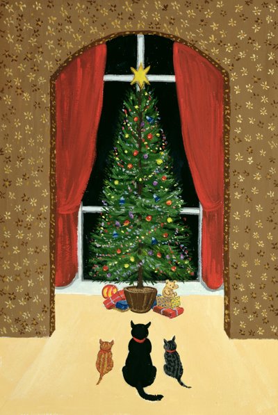 El árbol de Navidad (gouache sobre papel) de Margaret Loxton