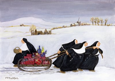 Tobogganing (óleo sobre papel) de Margaret Loxton