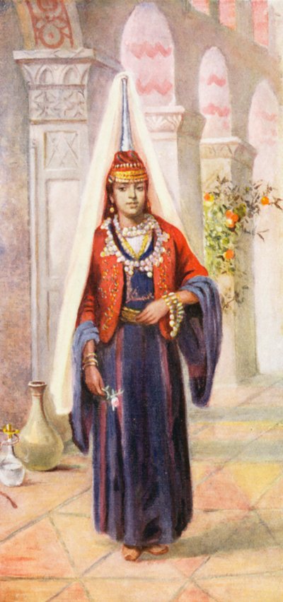 Una novia drusa (litografía en color) de Margaret Thomas