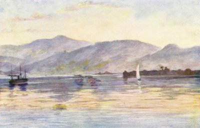 Beyrout, con el monte Sannin y el Lazareto, a primera hora de la mañana (litografía en color) de Margaret Thomas