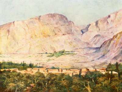 Aldea drusa en el Líbano (litografía en color) de Margaret Thomas
