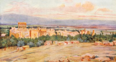 Vista general de la Acrópolis, Baalbek (litografía en color) de Margaret Thomas