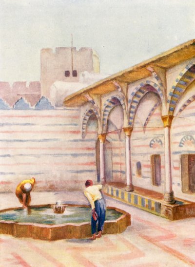 Mezquita es Sinamiyeh, Damasco (litografía en color) de Margaret Thomas