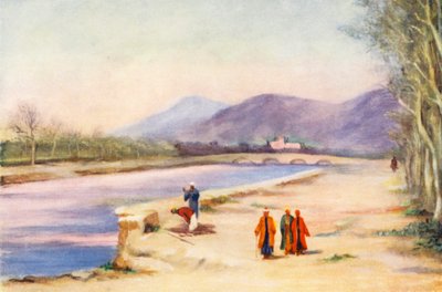 Monte Hermón desde Damasco (litografía en color) de Margaret Thomas