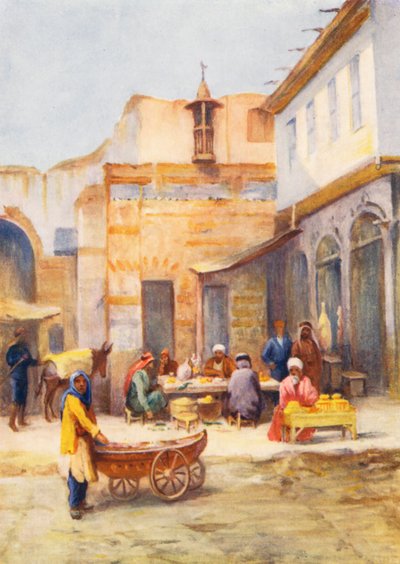 Restaurante al aire libre (litografía en color) de Margaret Thomas