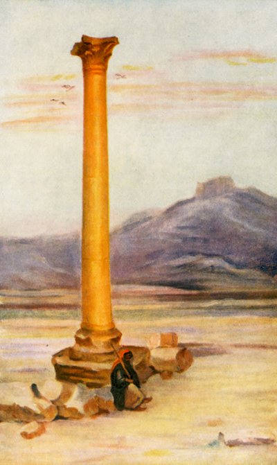Columna solitaria, Palmira (litografía en color) de Margaret Thomas