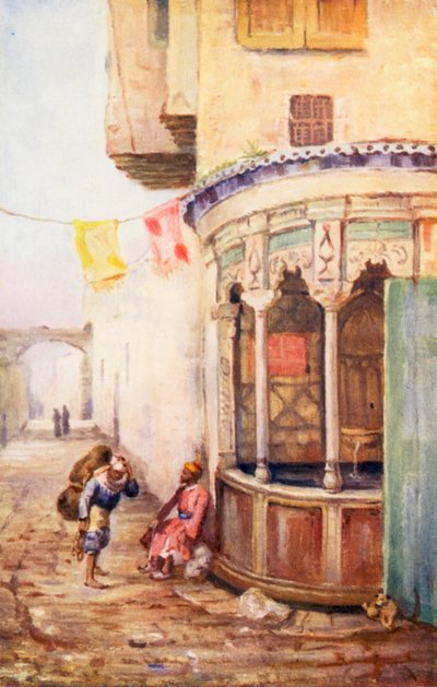Fuente callejera, Damasco (litografía en color) de Margaret Thomas