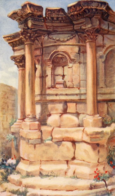 Templo de Venus, Baalbek (litografía en color) de Margaret Thomas