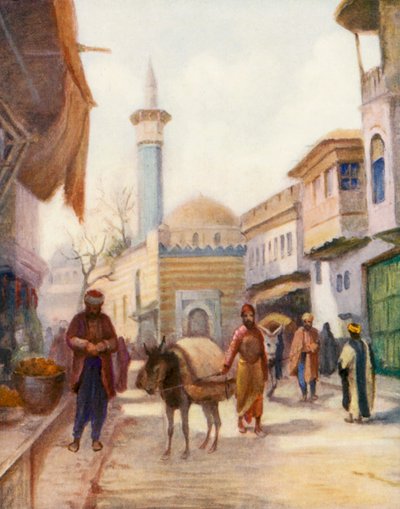 Mezquita Dervishiyeh, Damasco (litografía en color) de Margaret Thomas