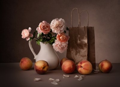 Rosas rosas y melocotones de Margareth Perfoncio