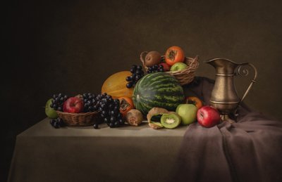 Naturaleza muerta de la cosecha abundante de Margareth Perfoncio