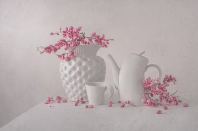 Naturaleza muerta en rosa suave de Margareth Perfoncio