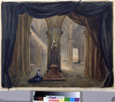 Decorado preparatorio para la ópera "El invitado de Pierre", de Alexandre Dargomyjski (1813-1869) de Margarita Genrichovna Genke Shifrina