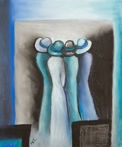 Señoras susurrantes, 2022 (pastel) de Margo Starkey