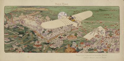 El Monoplano Bleriot de Beaumont llegando a Roma ganando la carrera aérea París-Roma de Marguerite (fl.1909 14) Montaut