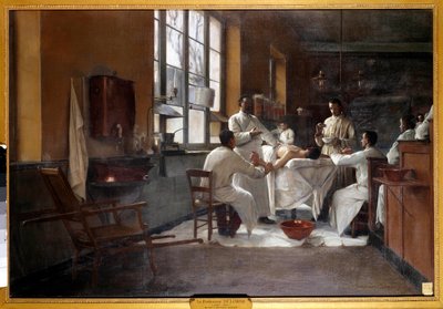 El profesor Edmond Delorme (1847-1929) describiendo la decorticación pulmonar a los médicos en formación del Val de Grace Pintura de Marguerite Delorme (1876-1946). 1894. París, musee du Val de Grace - Profesor Edmond Delorme (1847-1929) demostrando la dec de Marguerite Anne Rose Delorme